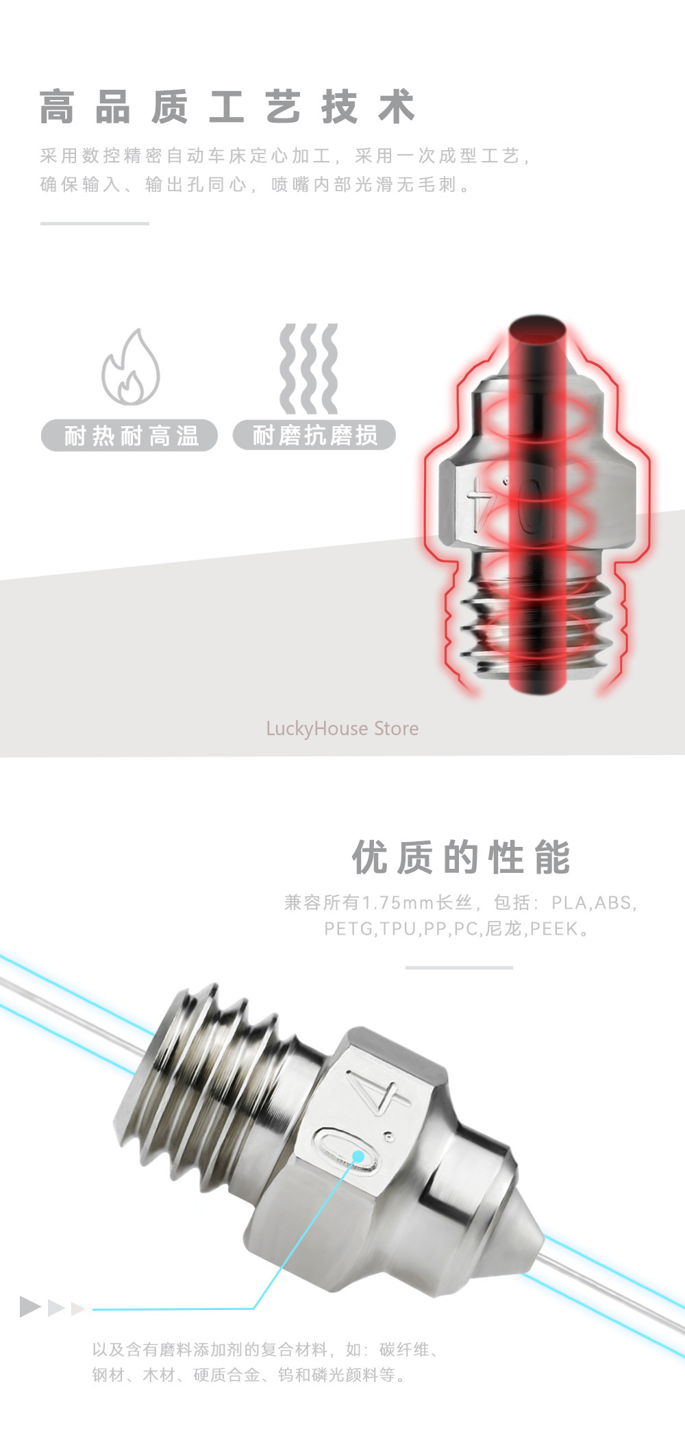 MK8 바이메탈 경화강 노즐 탄소 섬유 필라멘트 인쇄용 - 3D Printing Metal 리뷰 및 가격