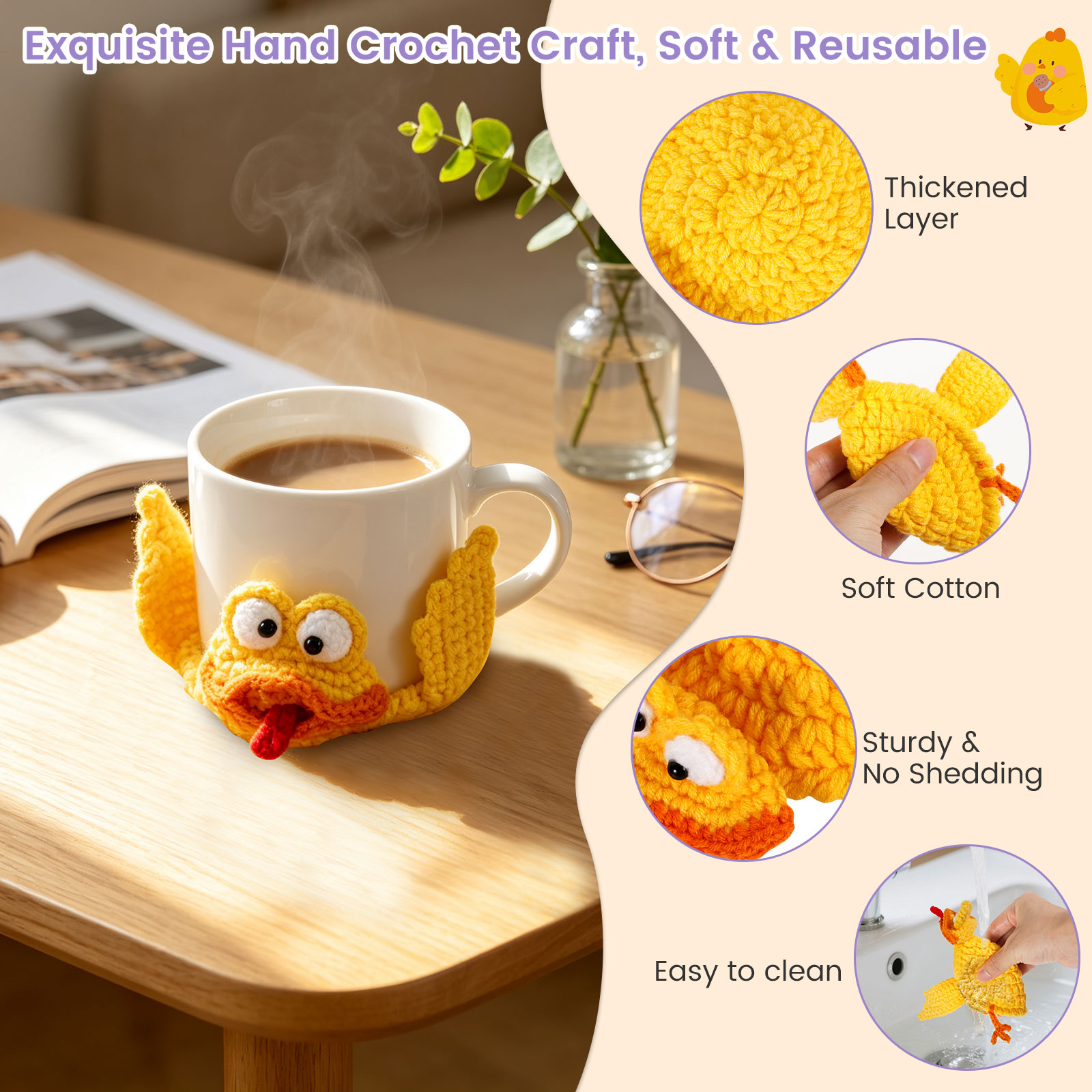 2개 4인치 재미있는 손뜨개 닭 컵받침 수제 3D 니트 - 3D Printing Desk 리뷰 및 가격